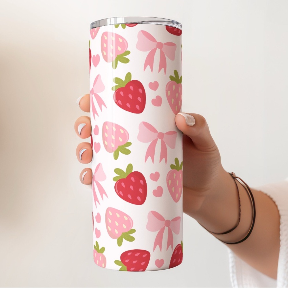 Strawberry and Bow Coquette Tumbler